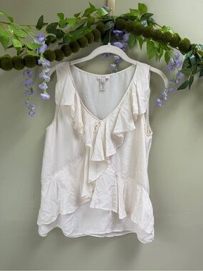 VTG Y2K J. Crew SILK Tank in Ivory, size 8/M
